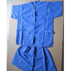 Short Sleeve Blue Plastic Disposable Isolation Gowns