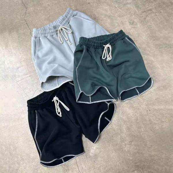 Custom Jogger Logo Gym Shorts High Quality Cotton Running Sports Pull Rope