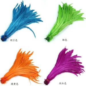 Unique Pattern Dyed feathers millinery supplies Rooster Tail Feather 8-10 inch