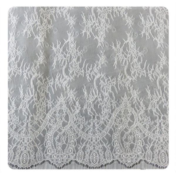 Wedding Dress Chantilly Lace 150x300cm / pc , Ivory Floral Fabric Scalloped Edged