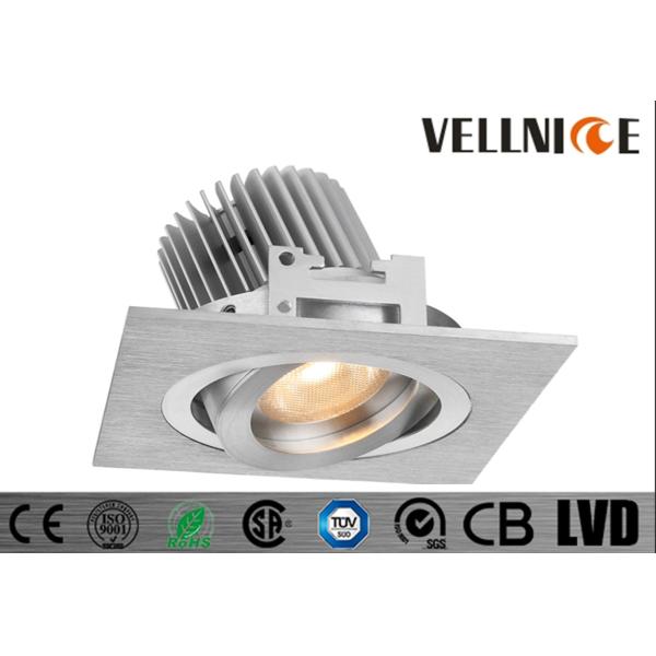Pure Aluminum Silver 6W Recessed Led Ceiling Lights COB Tiltable Cut Out 83mm