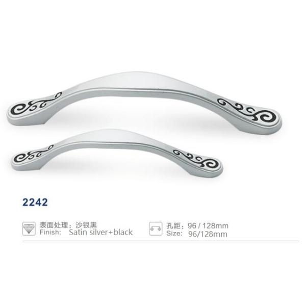 Zinc Alloy Furniture Door And Cabinet Handles with Satin Silver + Black Finish