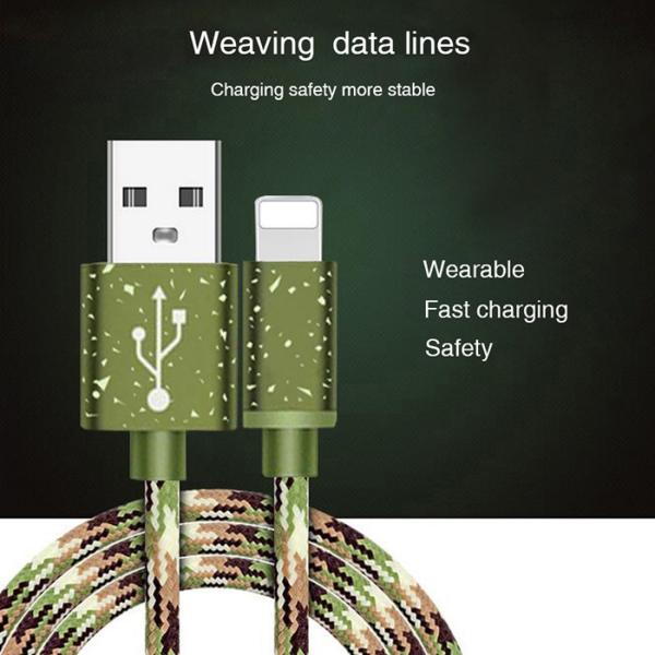 Camouflage Color USB Charging Cable Aluminum Housing Support Charge And Sync