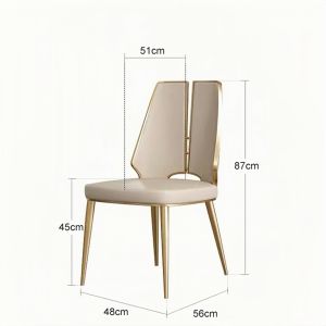 China Modern Light Luxury Hotel Restaurant Furniture Stainless Steel Leather Dining Chair on sale