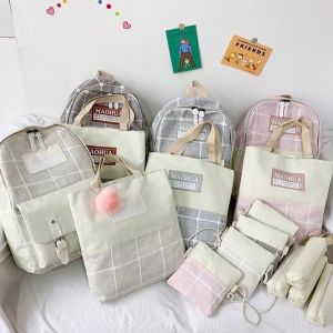 Women Travel Backpack Sets 4pc Sturdy Laptop Backpack Teens Canvas