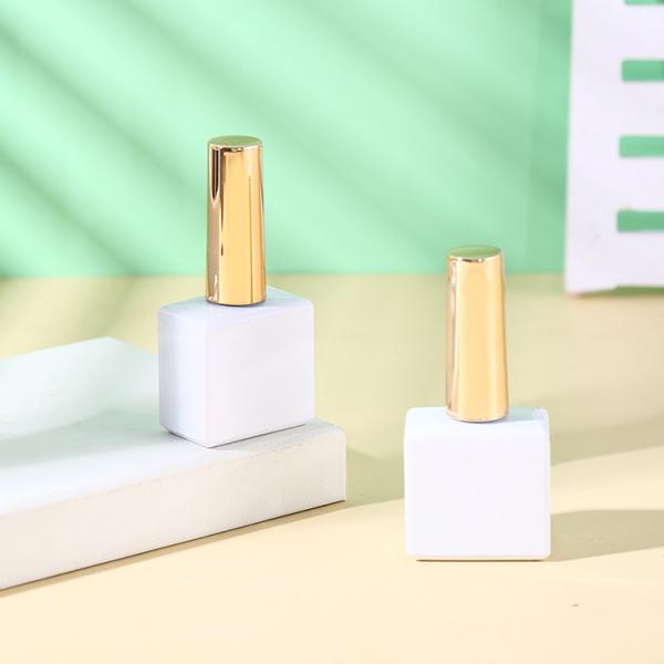 OEM Custom Logo Design Unique Square White Color Uv Gel Containers Glass Empty