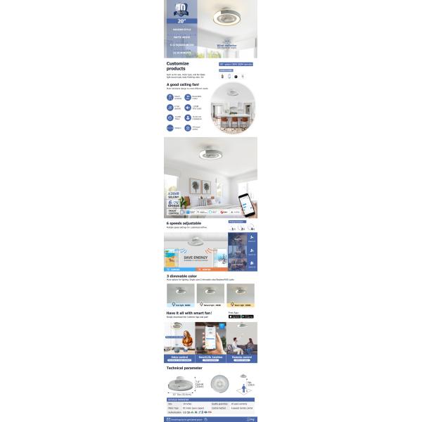 20" Round LED Ceiling Fan with 360 Degree High Airflow and Color Temperature Options