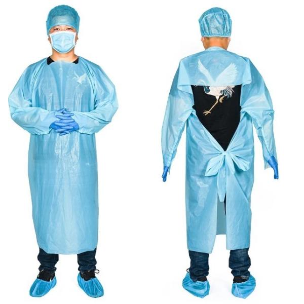 10 Pack Blue CPE Coat Aprons 45" x 75". Disposable Polyethylene. Unisex Liquid