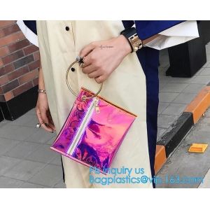 China Personalized Womens Rainbow Color Shoulder Hand Bag PVC Clear Beach Bag, Handbag manufacturer China fashion ladies clear on sale