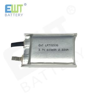 Durable Performance Lithium Polymer Rechargeable Battery LP702535 3.7V 600mAh with Oem Odm Support and Over Discharge Protection
