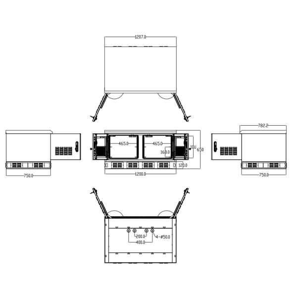 Two Compartment Weatherproof Outdoor Cabinet For Telecom Equipment With High Anti-Corrosion Performance And IP55 Protection