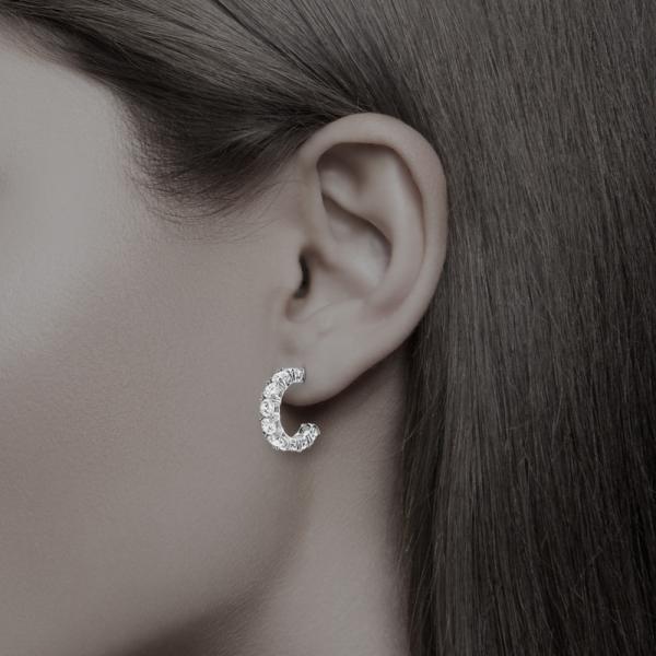 Large White Diamond CZ Hoop Earrings for Anniversary Occasion in 925 Sterling Silver