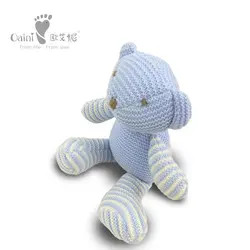 high quality stuffed Blue Knitted Stripe Bear soft lovely plush teddy bear toys