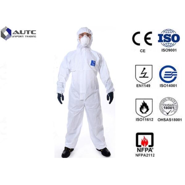 Buy 3XL White PE Laminated Fabric With SMS Non-Woven Chemical Resistant Coveralls at wholesale prices