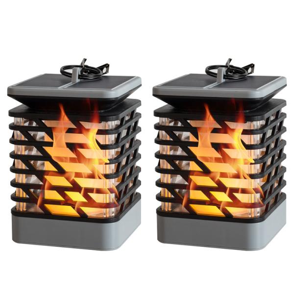 IP55 3500K Solar Pillar Light LED 1.2V Garden Dancing Flame Lamp With Flicker