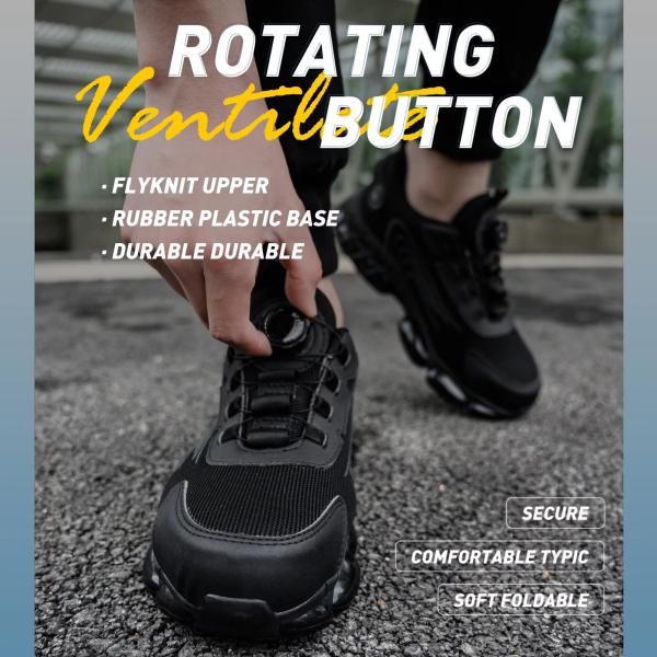 Air-cushioned Sole Black Microfiber Safety Shoes For Industrial Safety