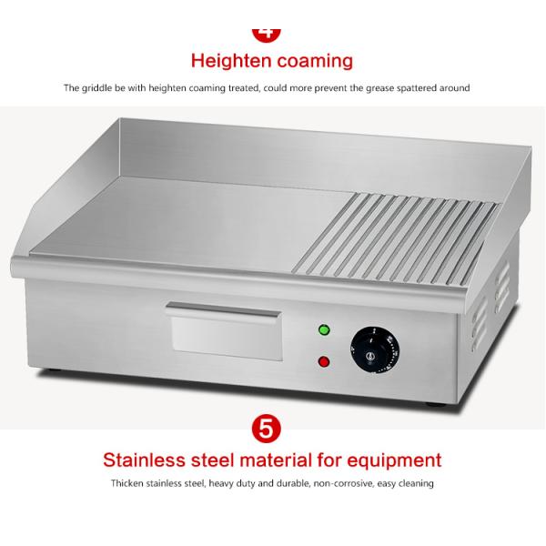 Non-Stick Stainless Steel Electric Flat Top Griddle and Grill for Restaurant Kitchen