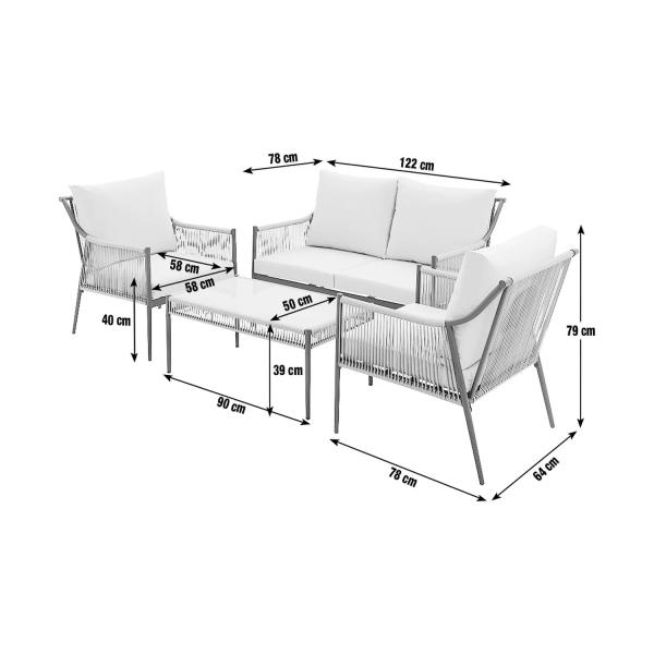 Transform Your Patio with AJUNION Metal Furniture Set Armchair Size W64 x D78 x H79cm