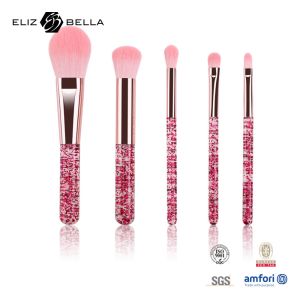 5 Pieces Beauty Makeup Brush Aluminium Ferrule Cosmetic Brushes Transprent