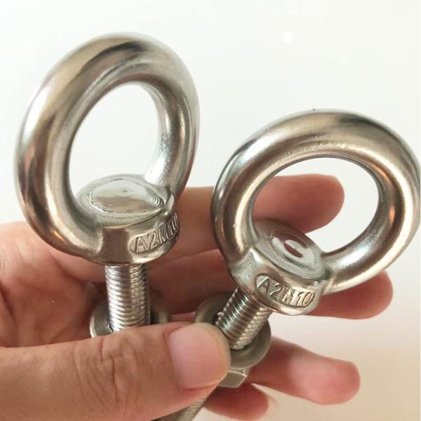GB Standard Marine Grade Galvanized Stainless Steel Lifting Ring Threaded Eyebolt 1/4" 20 x 1"" ISO Round Head Style