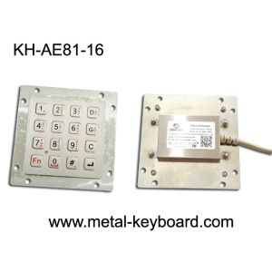 Anti - vandal Metal Kiosk Keyboard IP65 , 16 key weatherproof keypad