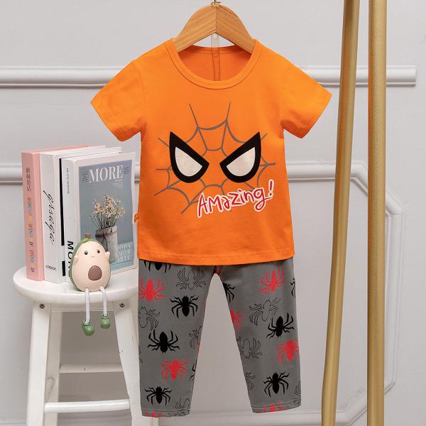 Korean comfortable Short Sleeve Long Pants Pajamas Children Cotton Summer