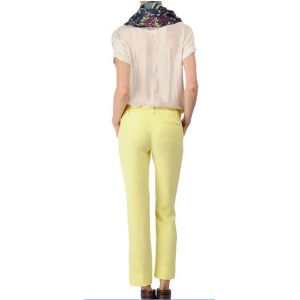 Yellow Slim Fit / Straight Womens Tight Pants With 65% Cotton