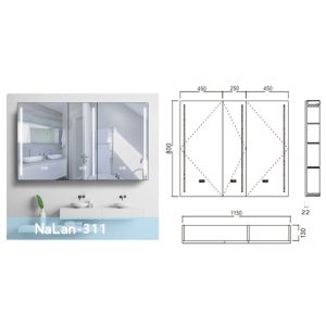 New Style Bathroom Mirror 800mm Aluminum Alloy Frame