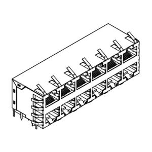 Quality 2x6 Stacked 615096243321 Shielded Modular Jack with EMI Panel Finger for sale