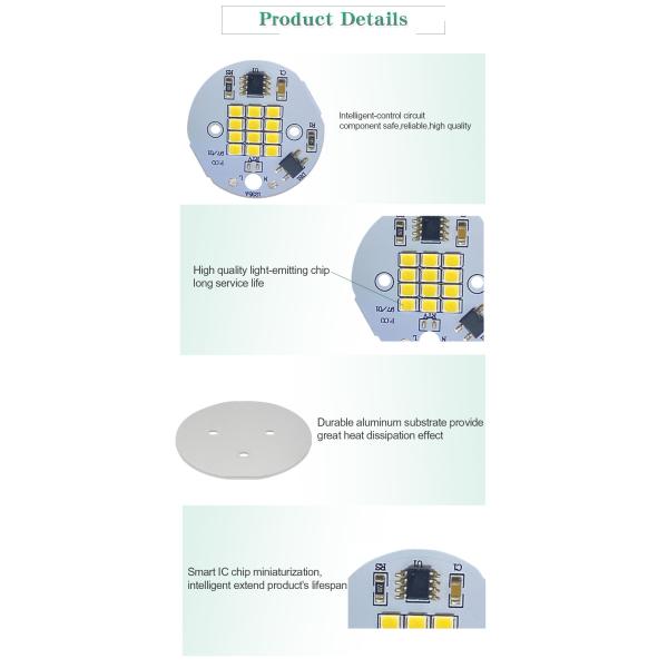 Round Led Light Pcb Board AC 240V Natural White CCT 6000K For Lamp Bulb