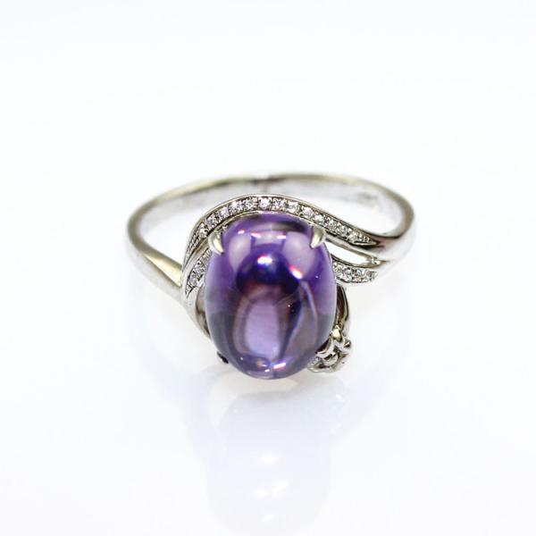 Women Jewelry 925 Silver Ring with 8mmx10mm Oval Blue Topaz Cubic Zircon(F13)