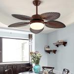 52 Inch Vintage Palm Ceilings Fan with LED Lights and Remote Control Color