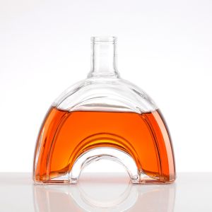 China Arc Shape 750ml Luxury Glass Vodka Whisky Bottle for Customized Customer Requirements on sale