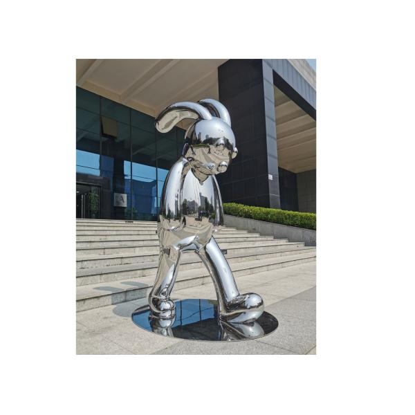 Contemporary Garden Decoration Stainless Steel Rabbit Sculpture