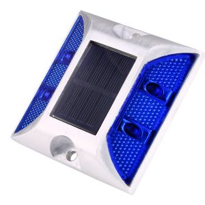 Aluminum 1.2V 600MAH Solar Road Stud Light , Blue Reflective Road Markers