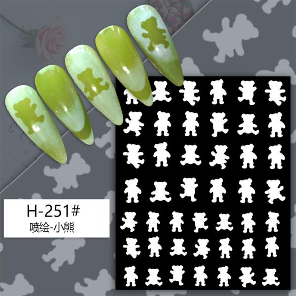 Style 2D Hollow Heart Butterfly Little Bear Star Cartoon Plastic Nail Enhancement Stickers
