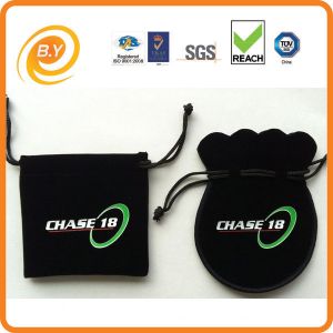 China Silkscreen Flannel Drawstring Bag , SA8000 RoHS Velvet String Bag Portable on sale