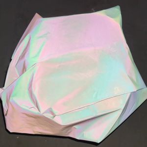 White Stretch Glow In The Dark Polyester Fabric Vinyl Iridescent Hologram