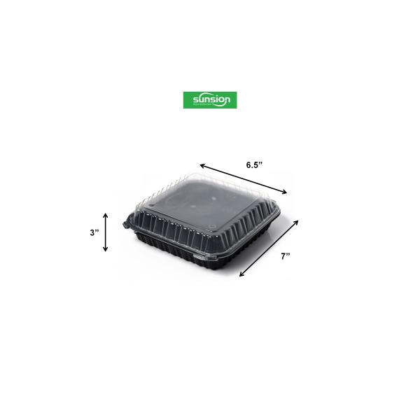 Reusable Plastic Food Packaging Box, PP Hinged Lid Clamshell Container,Microwavable,6.5”x7”x3”