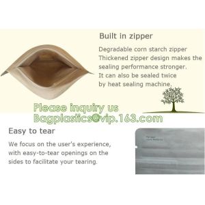 Bagease Custom Printed Biodegradable Compostable Pla Kraft Paper Flat Bottom