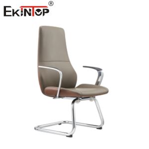 Adjustable Height Brown Office Lounge Chair Leather Material Simple Style