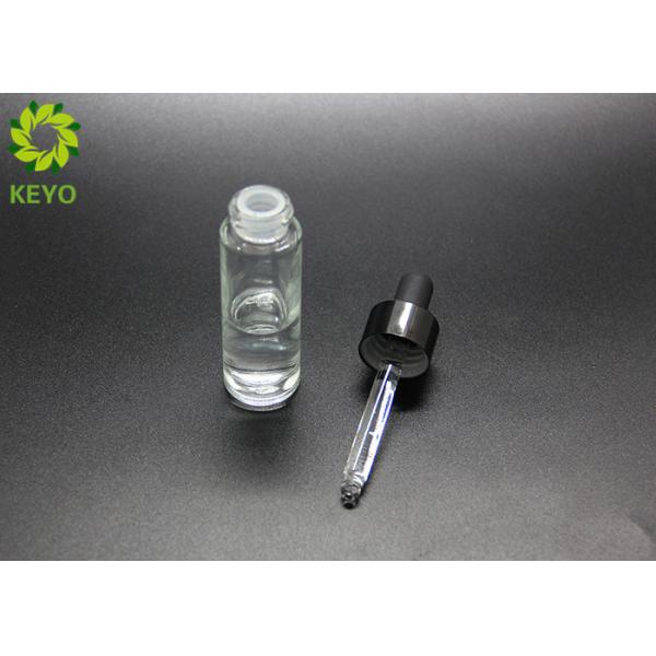 Round Shape 15ml Clear Glass Serum Bottles With Black Aluminium Dropper