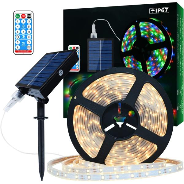 8 Mode Solar Strip Lights outdoor 3500K IP68 Water Resistant With Remote Control