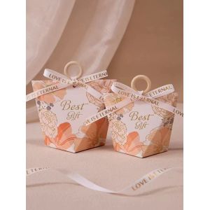 Pink European Type Fancy Paper Boxes Folding Food Candy Packaging For Wedding