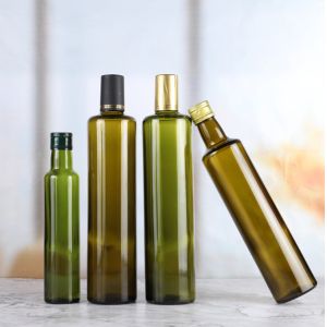 Collar Material Glass Dark Green Square Bottles 250ml 500ml 700ml for Cooking