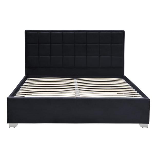 Black Plush Velvet Upholstered Gas Lift Bed Stain Resistant With Four Metal Feet