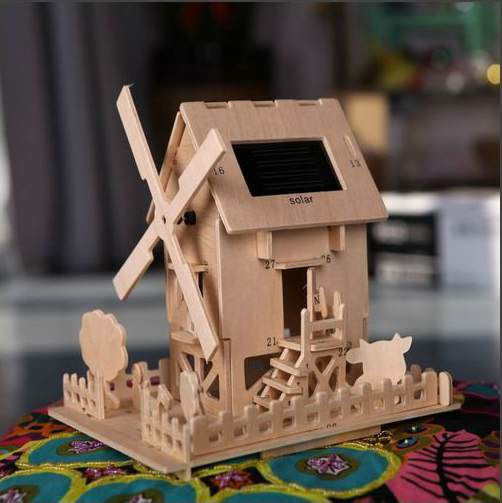 DIY 3D Puzzle Solar Powered Wooden Toys Juguetes Solar Toy House Educational Kids Toys 2023