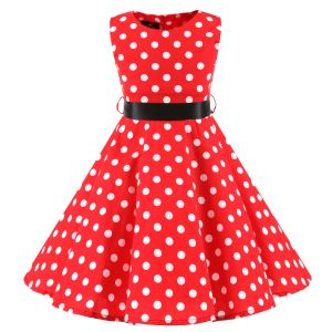 Polka Dot Flower Show Skirt Retro Cotton Kids Clothing