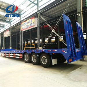 60 Ton Lowbed Lowboy Low Loader Truck Semi Trailer with Tire Size According to