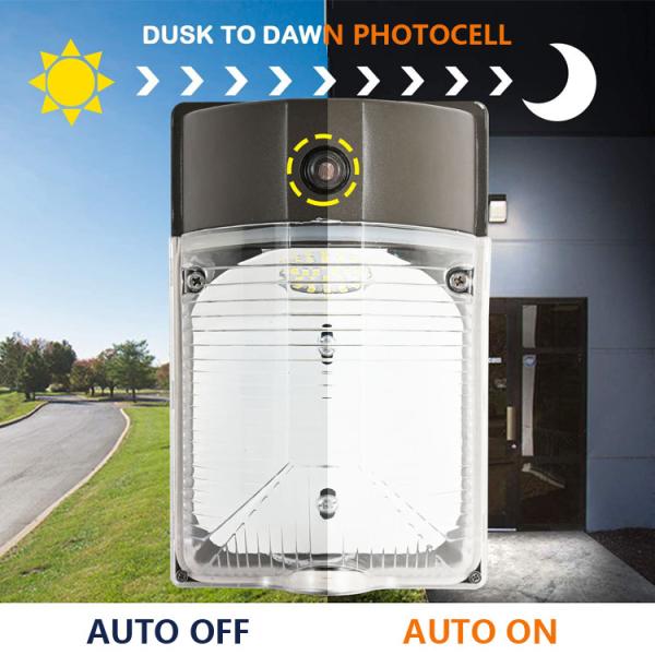 Mini Outdoor Photocell LED Wall Pack Light Powered Auto Off On